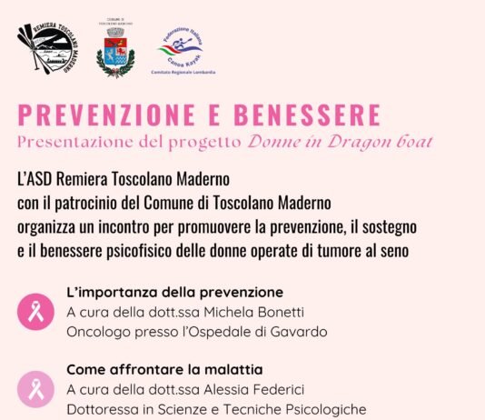 Locandina evento prevenzione oncologica e sport per donne a Toscolano Maderno.