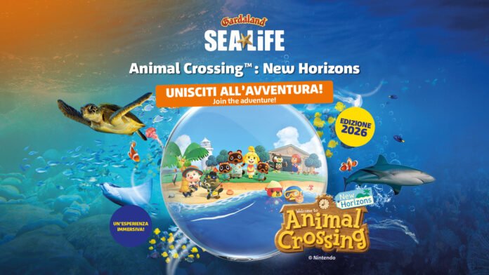 Locandina evento Animal Crossing New Horizons a Gardaland SEA LIFE Aquarium 2026.