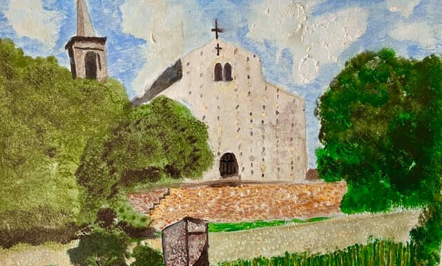 Veduta pittorica della chiesa di San Pancrazio a Montichiari.