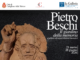 Locandina mostra Pietro Beschi a Castiglione delle Stiviere con scultura in primo piano
