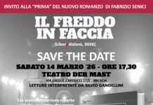 Locandina presentazione romanzo noir Il freddo in faccia a Brescia.