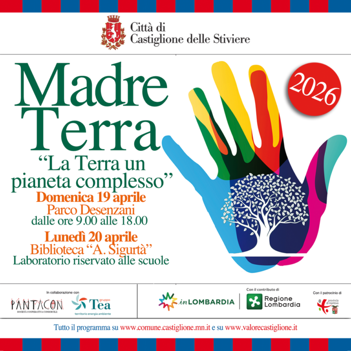 Locandina evento Giornata Terra Castiglione al Parco Desenzani 2026.