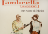 Locandina vintage Lambretta Innocenti con scooter e due persone stilizzate.