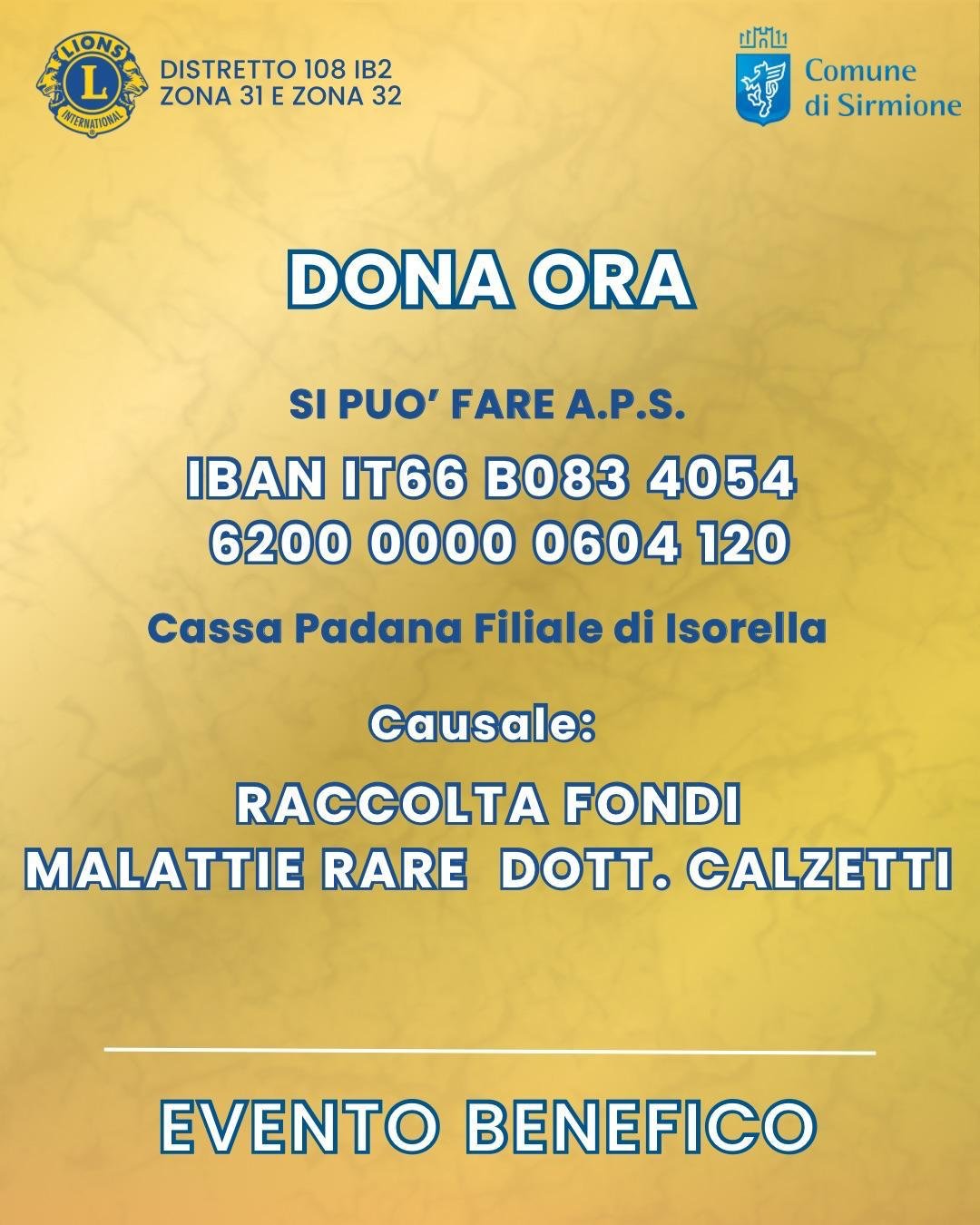 Locandina evento benefico concerto retina Sirmione per raccolta fondi.