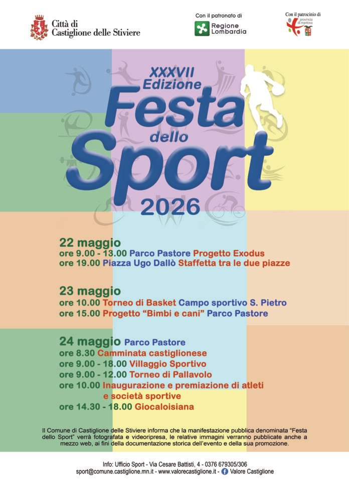 Locandina della 37ª Festa dello Sport a Castiglione delle Stiviere 2026.