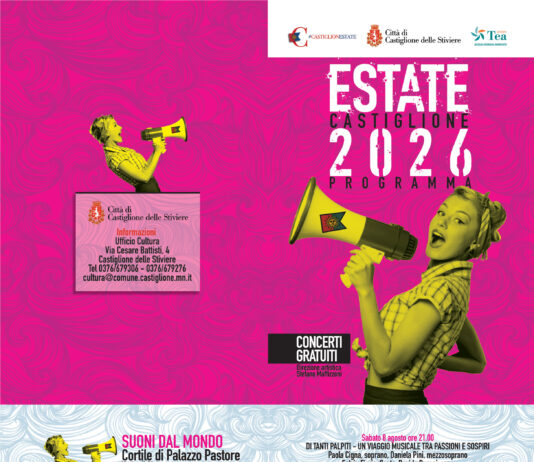 Castiglione delle Stiviere, dal 26 giugno torna CastiglionEstate con concerti e spettacoli gratuiti Locandina del programma CastiglionEstate 2026 con concerti gratuiti a Castiglione.