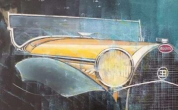 A Moniga del Garda la mostra di Egidio Necchini racconta la Mille Miglia Un'opera di Egidio Necchini dedicata alla Mille Miglia