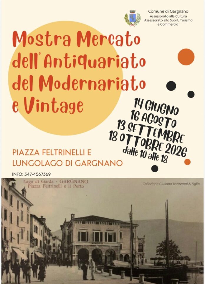 La locandina della Mostra Mercato dell'Antiquariato, del Modernariato e Vintage a Gargnano