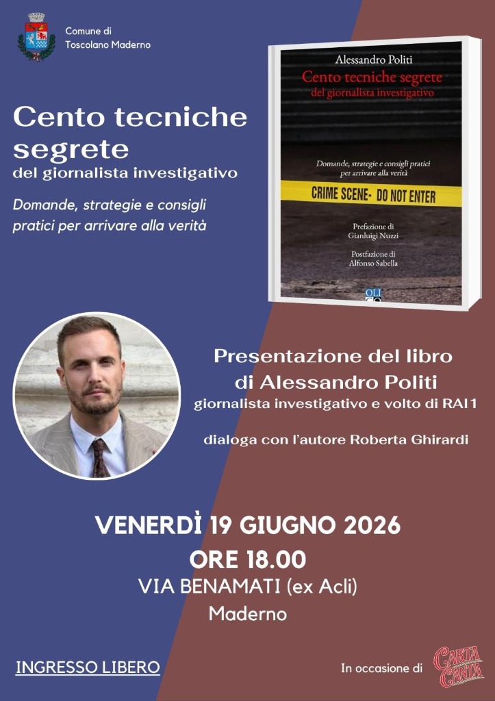 Alessandro Politi e Paola Barbato presentano i loro libri a Toscolano Maderno 1 La locandina dell'incontro con Alessandro Politi per la presentazione di Cento tecniche segrete