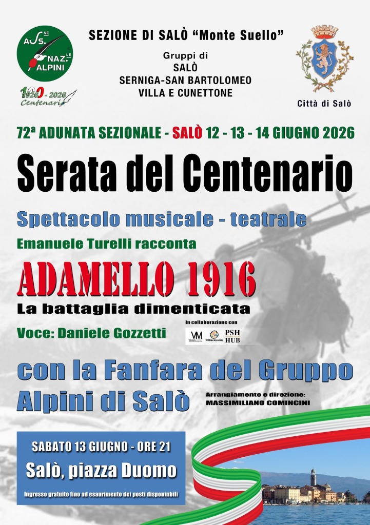 A Salò la 72ª Adunata Sezionale degli Alpini della "Monte Suello" 1 Spettacolo teatrale "Adamello 1916" in piazza Duomo a Salò