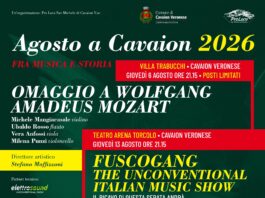 Agosto a Cavaion 2026: quattro concerti fra musica e storia Locandina di Agosto a Cavaion 2026 Fra Musica e Storia
