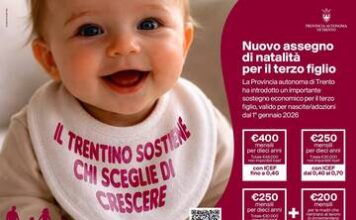 Locandina istituzionale sull'assegno di natalità per il terzo figlio