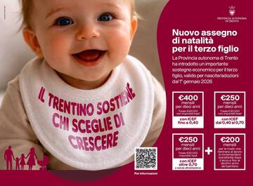 Locandina istituzionale sull'assegno di natalità per il terzo figlio