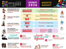 Locandina di Brenzone sul Garda, il calendario eventi di agosto 2026: musica, degustazioni e tradizioni nei 16 borghi