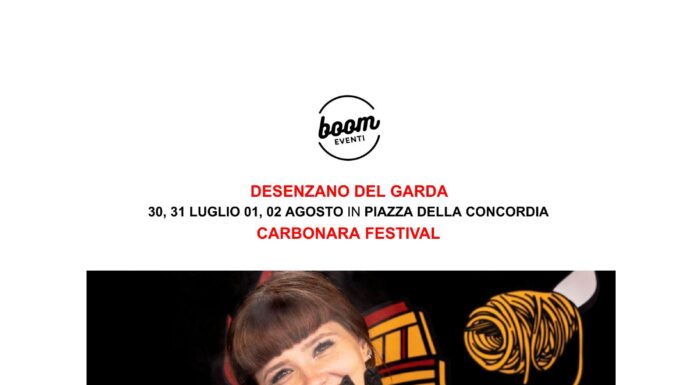 Carbonara Festival 2026: la cucina romana conquista Piazza della Concordia a Desenzano del Garda Locandina di Carbonara Festival 2026: la cucina romana conquista Piazza della Concordia a Desenzano del Garda