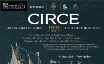 Brenzone sul Garda: escursione in veliero Circe e Sunrise on the beach Locandina dell'escursione in veliero Circe a Brenzone sul Garda