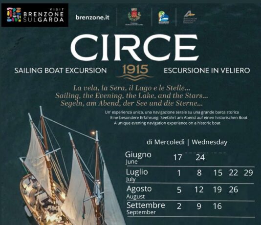Locandina dell'escursione in veliero Circe a Brenzone sul Garda