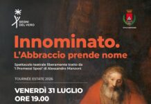 Locandina dello spettacolo Innominato. L'Abbraccio prende nome al Parco del Castello Bonoris di Montichiari