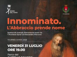 Eventi sul Garda nel weekend dal 31 luglio al 2 agosto 2026: gli appuntamenti Locandina dello spettacolo Innominato. L'Abbraccio prende nome al Parco del Castello Bonoris di Montichiari