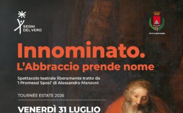 Locandina dello spettacolo Innominato. L'Abbraccio prende nome al Parco del Castello Bonoris di Montichiari