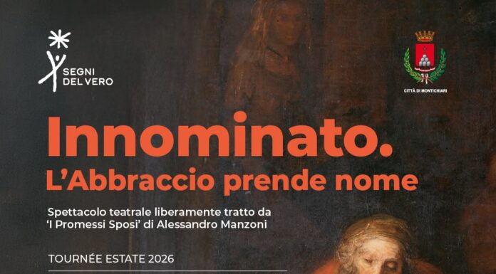 Locandina dello spettacolo Innominato. L'Abbraccio prende nome al Parco del Castello Bonoris di Montichiari