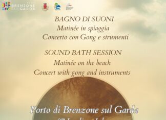 A Brenzone Bagno di Suoni e concerto della Earls High School Locandina del Bagno di Suoni sulla spiaggia Hotel Du Lac a Porto di Brenzone