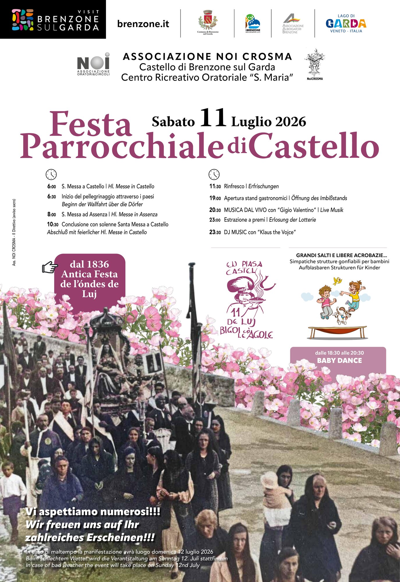 A Brenzone tornano la Festa dell'Agola e l'antica festa de l'óndes de Luj 1 Locandina dell'antica festa de l'óndes de Luj a Castello
