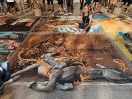 Incontro Nazionale dei Madonnari: a Grazie di Curtatone due notti di lavoro per l’edizione 2026 Opera di madonnara a Grazie di Curtatone