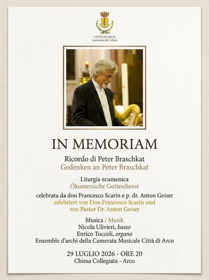 Peter Braschkat nella locandina del ricordo ad Arco