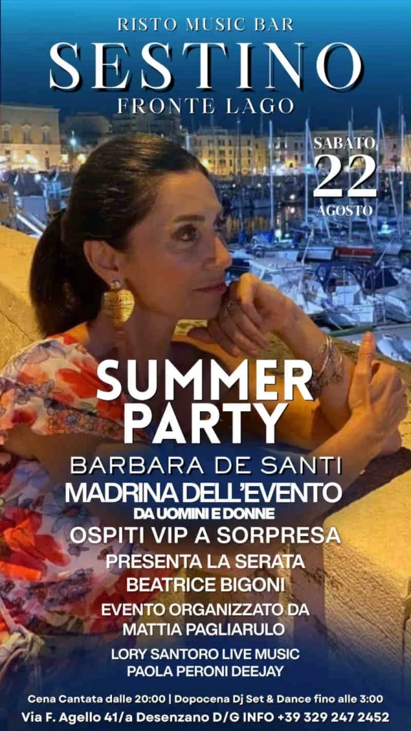 Sestino Summer Party a Desenzano il 22 agosto