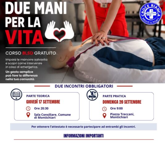 A Montichiari un corso BLSD gratuito con Croce Bianca Immagine di A Montichiari un corso BLSD gratuito con Croce Bianca