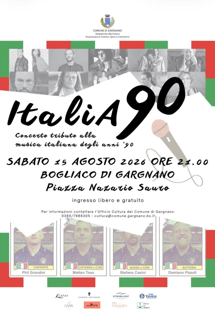 Locandina del concerto Italia 90 a Bogliaco di Gargnano