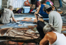Madonnari al lavoro a Grazie di Curtatone