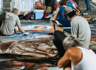 Madonnari al lavoro a Grazie di Curtatone