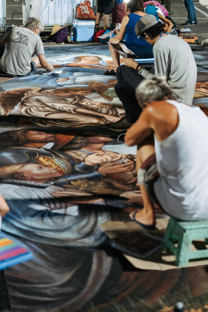 Madonnari al lavoro a Grazie di Curtatone