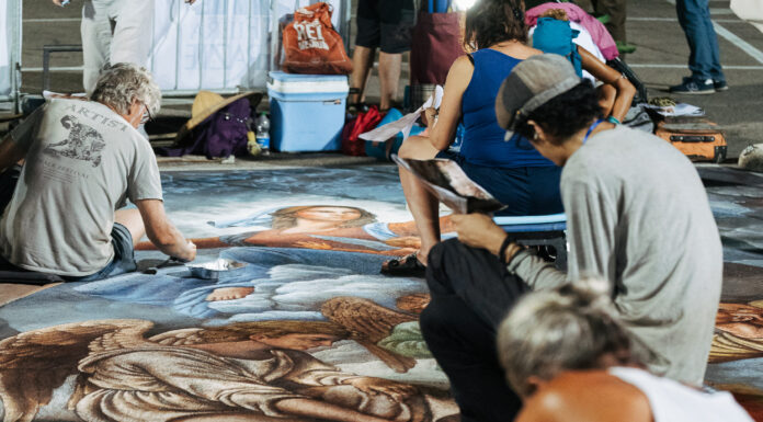 Madonnari al lavoro a Grazie di Curtatone