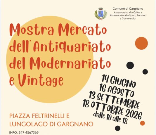 Locandina della mostra mercato dell'antiquariato, modernariato e vintage a Gargnano