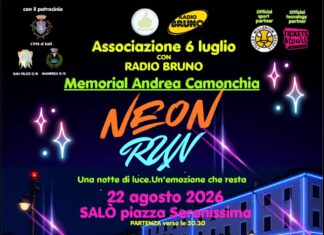 Associazione 6 Luglio, tre appuntamenti tra Salò, Garda e Bracciano Manifesto della Neon Run a Salò