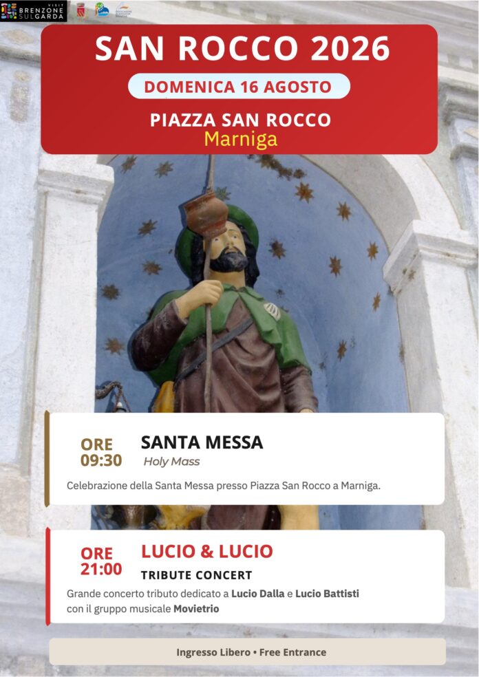 Immagine di San Rocco 2026, a Marniga la messa e il concerto tributo a Dalla e Battisti