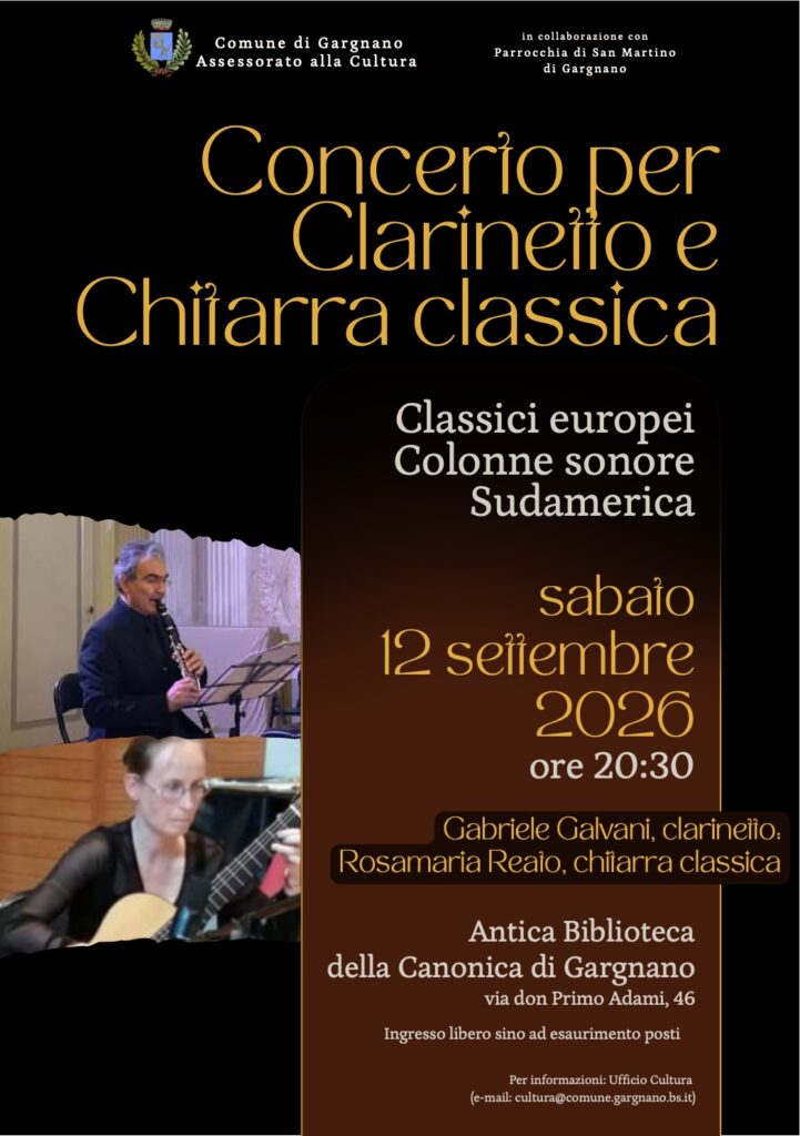 Immagine di A Gargnano un concerto per clarinetto e chitarra classica