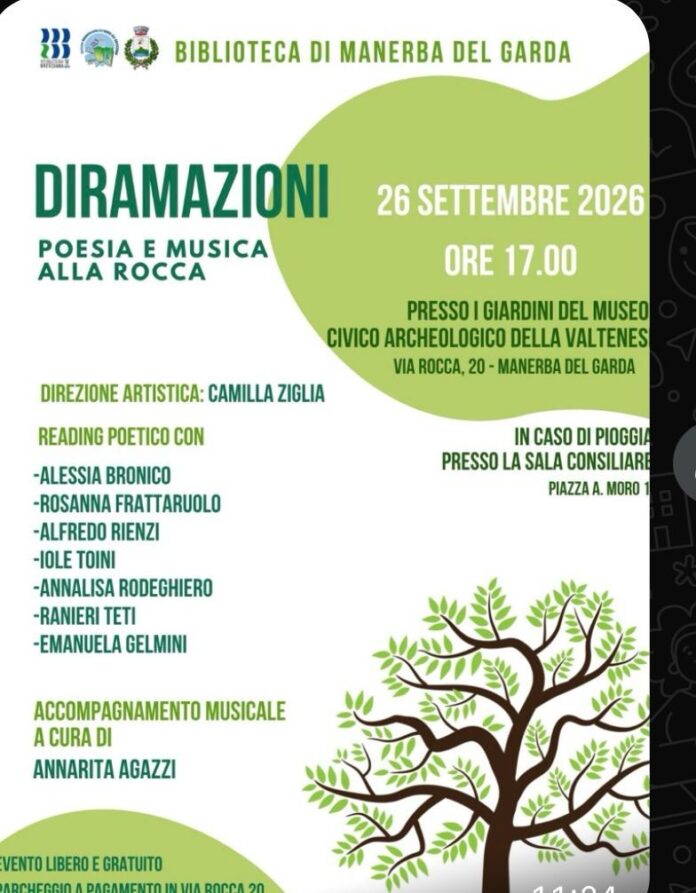 Diramazioni, poesia e musica alla Rocca di Manerba sabato 26 settembre