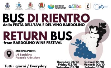Festa dell’Uva e del Vino di Bardolino, bus di rientro notturni dal 1 al 3 ottobre Immagine di Festa dell'Uva e del Vino di Bardolino, bus di rientro notturni dal 1 al 3 ottobre