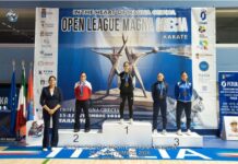Immagine relativa a Isabella Vigevani e il Garda karate team sul podio all'Open League di Taranto