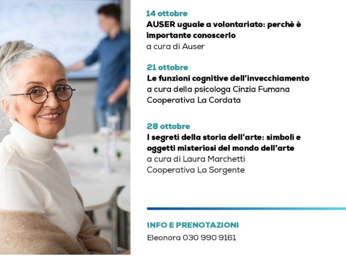 Università del Tempo Libero a Sirmione: tre incontri di ottobre al Centro Risorse Sociali