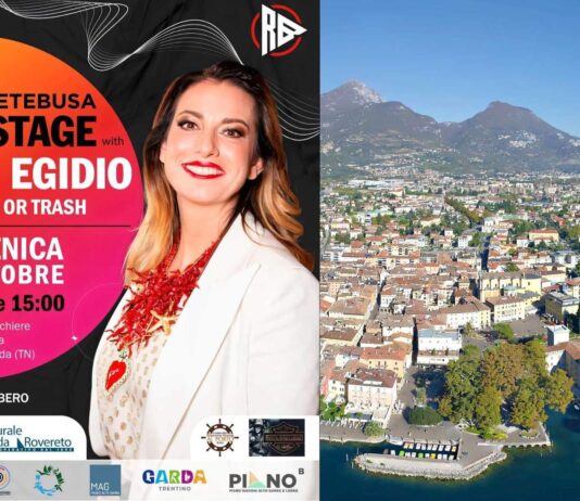 Manifesto di On Stage con Ada Egidio nel cortile del Museo Alto Garda a Riva del Garda