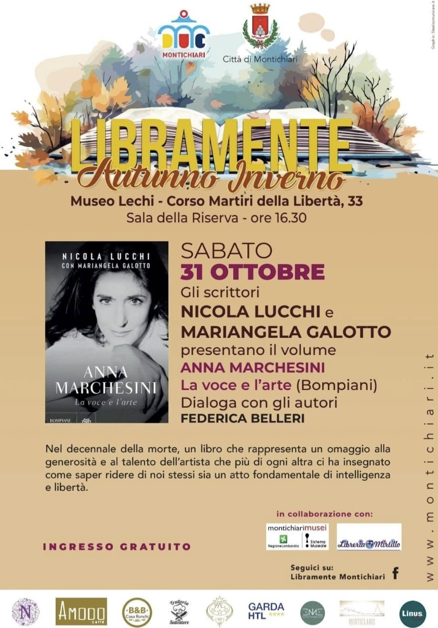 Manifesto di Libramente al Museo Lechi di Montichiari con Anna Marchesini e gli autori