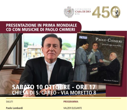 Paolo Chimeri, il musicista di Lonato: il 10 ottobre a Brescia il CD con le sue musiche Paolo Chimeri a Brescia: il 10 ottobre la prima mondiale del CD con le sue musiche per pianoforte