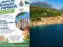 Caccia ai dettagli a Maderno per Halloween: sabato 31 ottobre alle 15.00 in piazza San Marco Manifesto di Caccia ai dettagli a Maderno in piazza San Marco con monumento e bambino che osserva