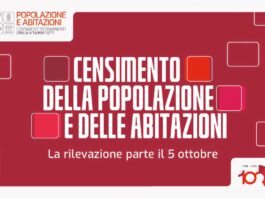 Manifesto di Censimento della popolazione e delle abitazioni dell'Istat a Limone sul Garda con numeri rossi e bianchi