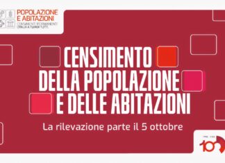 Manifesto di Censimento della popolazione e delle abitazioni dell'Istat a Limone sul Garda con numeri rossi e bianchi